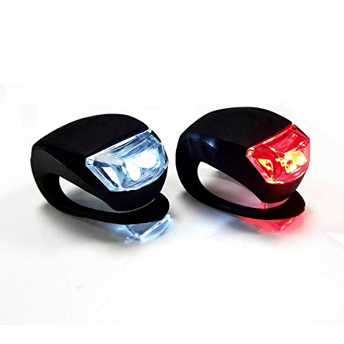 2 Pcs Silicone Bike Lights Set (Front White & Rear Red), Super Bright LED Bicycle Clip-on Lights for Night Riding, 3 Light Modes, Waterproof Quick Release Cycling Safety Warning Lights