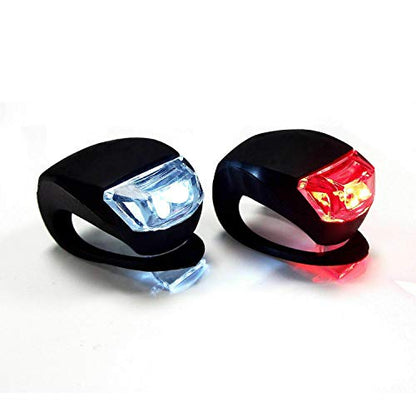 2 Pcs Silicone Bike Lights Set (Front White & Rear Red), Super Bright LED Bicycle Clip-on Lights for Night Riding, 3 Light Modes, Waterproof Quick Release Cycling Safety Warning Lights