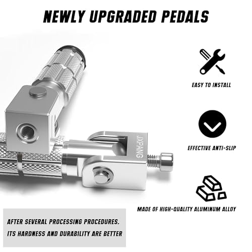 Universal Motorcycle Bicycle Folding Passenger Foot Pegs M8 Rearsets Rear Set Footrests Footpeg Foot Rest Peg Pedals For Bike Install Hole 8mm (A-ZDJT-012-SIilver) - color: A-ZDJT-012-SIilver