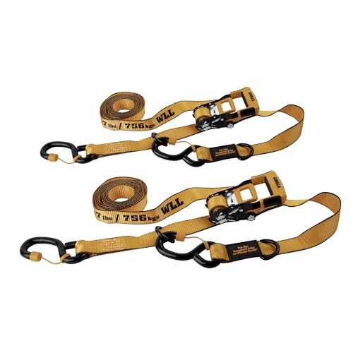 Gorilla Ratchet Tie Down Straps (2Pack) 1.5in x 14ft - 5000lb Break Strength, Heavy Duty Orange Webbing with Gorilla-Grip Handle, Cap Locks & Floating D Rings for Secure Cargo Hauling, Camping, Moving - style: 1.5in x 14ft - 5000lb Break (Pack of 2)