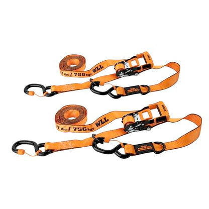 Gorilla Ratchet Tie Down Straps (2Pack) 1.5in x 14ft - 5000lb Break Strength, Heavy Duty Orange Webbing with Gorilla-Grip Handle, Cap Locks & Floating D Rings for Secure Cargo Hauling, Camping, Moving - style: 1.5in x 14ft - 5000lb Break (Pack of 2)