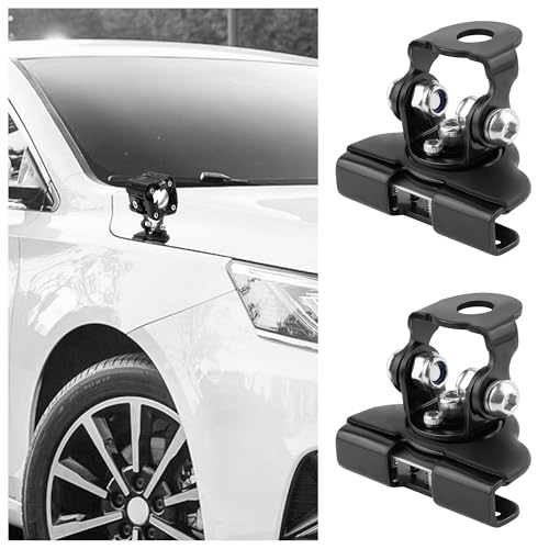 2PCS Car LED Light Bar Mounting Brackets with Hex Wrenches,Adjustable Car Accessories Hood Mount Light Brackets,Universal Car LED Grill Lights Bar Brackets for Car Truck SUV (Black) - color: Black