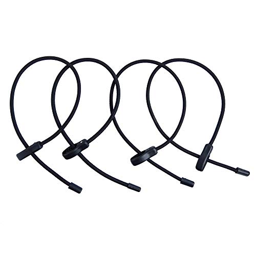 Heavy Duty Adjustable Elastics Stretch Lock Shock Bungee Cords Rope with PVC Coated Buckle All Black for Motorcycle, Cargo, Camping, RV, Trailer, Bicycle Carrier Rack, Trunk,Luggage (4 Pack)