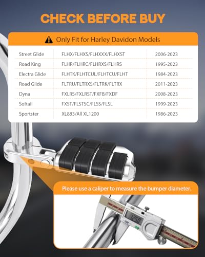 PBYMT Highway Pegs, P-Clamp A3 Steel Highway Footpegs Footrest Fit For 1.25''(32mm) Crash Bars Compatible with Harley Davidson Touring Chrome - color: Chrome