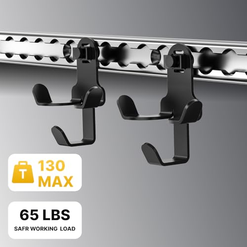 2 Pack 3-in-1 Heavy Duty L Track Hooks for Helmet, Gloves, Aluminum Alloy Quick-Mount Hanger, Fits Vertical & Horizontal L-Track Rails, Ideal Tie Down Accessories for Vans, Trailers,Garages