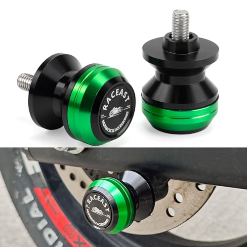 M8 Swingarm Spools Sliders Stand Compatible with CBR600RR 1000RR Z650 Z900 ZX4RR ZX6R GSX-R 600 GSXR750 GSXR1000 8MM CNC Aluminum Rear Swing Arm Spool Slider (Green - M8) - color: Green - M8