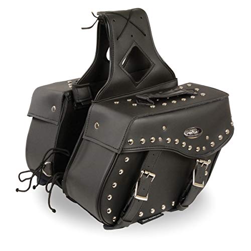 Milwaukee Leather SH55301ZB Black Medium Zip-Off PVC Studded Throw Over Saddlebags - One Size