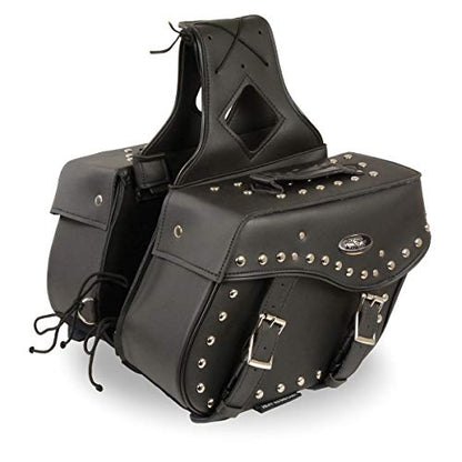 Milwaukee Leather SH55301ZB Black Medium Zip-Off PVC Studded Throw Over Saddlebags - One Size