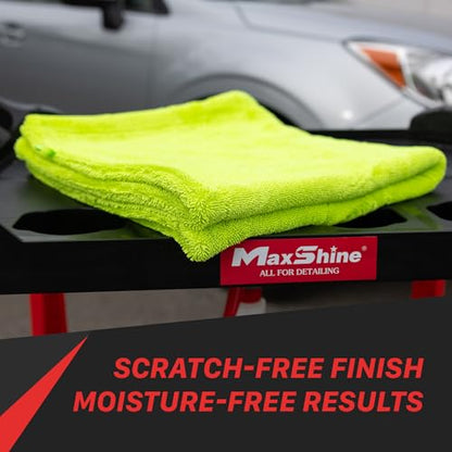 Maxshine Universal Car Drying Towel 30” x 30” | 1600GSM Plush Double-Sided Microfiber | Super Absorbent Rinse-Free Drying Towel for Car Wash & Detailing | Scratch-Free, Lint-Free Auto Care Cloth - size: 29" x 29" Green