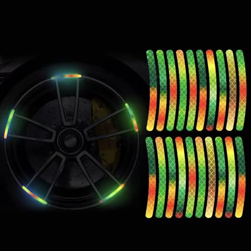 20PCS Car Wheel Reflective Decorative Strip,Night Safety Warning Stickers,Cars,Motorcycles,Bicycles are Applicable, Colorful and Diverse, a Street the Most Beautiful Car (Colorful) - color: Colorful