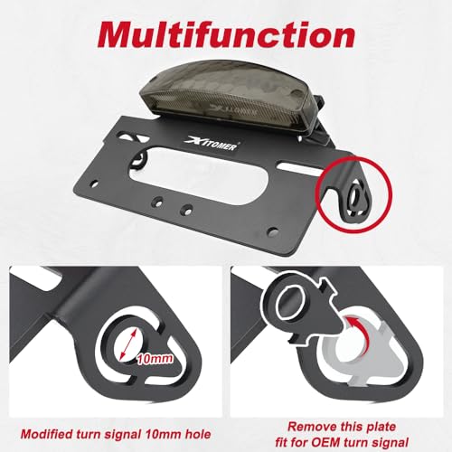Xitomer Fender Eliminator Compatible with KLX300 KLX300SM 2024 20252026 KLX300 SM Tail Tidy Motorcycle License Plate Holder with Tail light/License Plate Light (Smoke) - color: Smoke