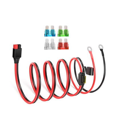 ELFCULB Anderson Connector to O Ring Terminal 10AWG Battery Connector Cable with 5 Fuse for Automotive Portable Power Station Solar Generators(5FT) - size: 5FT