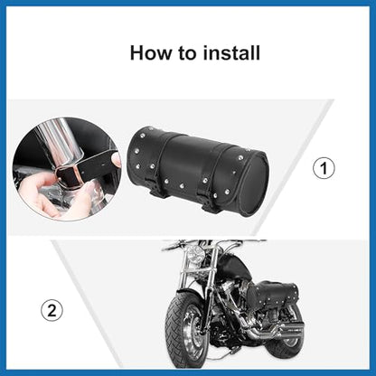 Universal Motorcycle Fork Handlebar Tool Bag Cycling Storage Pouch Bag Waterproof Faux Leather Black Item Replacement
