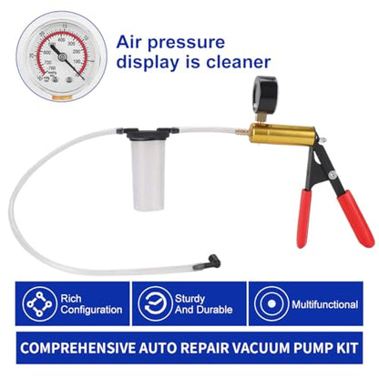 Brake Bleeder Kit with Hand Held Vacuum Pump and Adapters, with Vacuum Brake Bleeder Pump Pressure Gauge for Automotive Car Motorbike(Black) - color: black