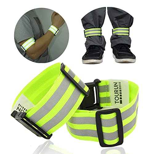 Reflective Running Gear Belt for Night Walking/Running, Visibility Bands for Runners, Cyclists - Bicycle Pants Cuff Clips, Arm/Ankle/Leg Safety Bands (2 Bands)