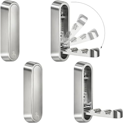 4PCS Foldable Wall Hooks, Flip Down Design with 40 lbs Heavy-Duty Capacity, Retractable Wall Hooks for Bathroom, Bedroom & Entryway Space Saving (Silver) - color: Silver, size: 4 Hooks
