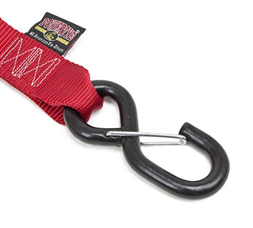 PowerTye 1.5in x 6ft Ergonomic Ratchet Tie-Down Kit w/Latching Hooks, Soft-Tyes, and Storage Bag - Made in USA - 1,000 lb. WLL / 3,000 lb. Breaking Strength - Red (Kit) - color: Red