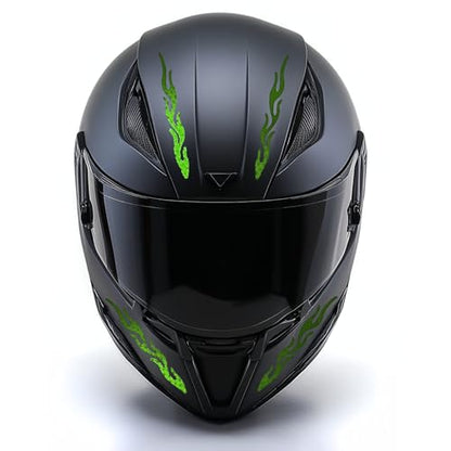 customTAYLOR33 High-Intensity Grade Premium Reflective Tribal Flame Helmet Decals, Motorcycle Safety Sticker Decals (Special Edition Lime Green) - color: Special Edition Lime Green