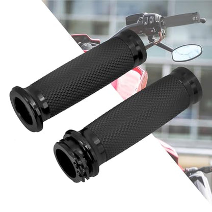 Motorcycle 1" Hand Grips Handlebar Grips Cable Throttle Fit for Harley Touring Street Glide Road King Road Glide Electra Glide Dyna Softail - color: #5 Black