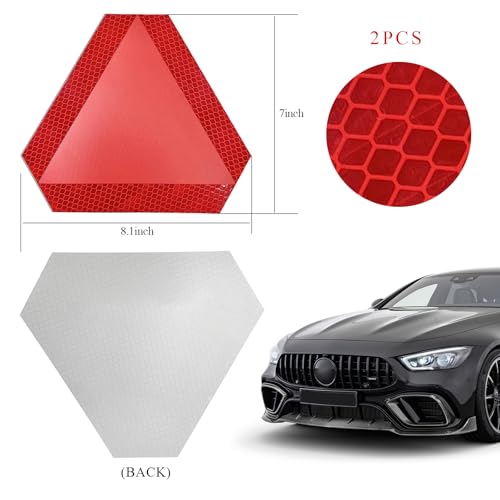 2 PCS Slow Moving Vehicle Sign, 8×7 Inches Reflective Slow Moving Vehicle Triangle Sticker, Diamond Grade Reflective Slow Moving Decal for Golf Cart, UTV, Car Accessories
