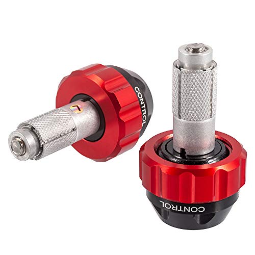 Throttle Lock Cruise Control Grip Ends Handlebar Plugs Sliders for 22mm Motorcycle Handlebar with 14mm/18mm Inner Diameter or with M6 Screw Holes (Red) - color: Red
