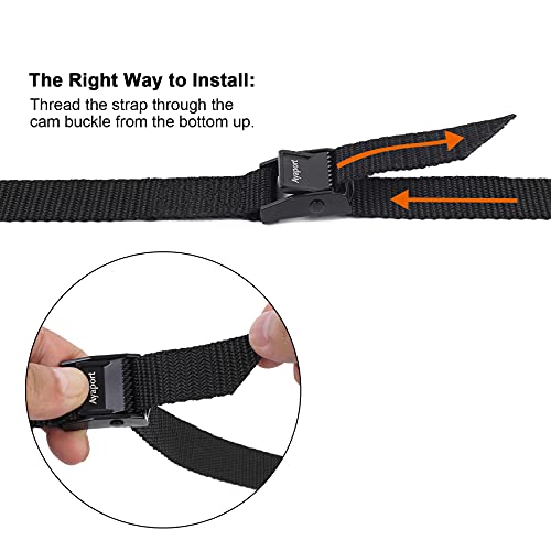 Ayaport Lashing Strap Tie Down Straps with Adjustable Cam Buckle Nylon Cinch Strap for Packing Cargo, Bike, Luggage Black 2 Pcs (Black, 0.75'' x 4') - size: 0.75'' x 48"-2pcs