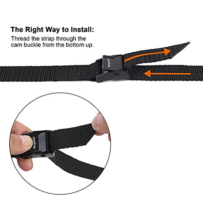 Ayaport Lashing Strap Tie Down Straps with Adjustable Cam Buckle Nylon Cinch Strap for Packing Cargo, Bike, Luggage Black 6 Pcs (Black, 0.75'' x 48”) - size: 0.75'' x 48"