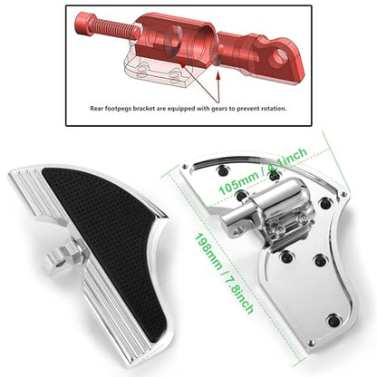 Defiance Chrome floorboards for Harley Davidson with heel-toe shifter Lever highway footrests for touring bagger street road glide road king softail Fatboy FLST models (CHROMED) - color: CHROMED