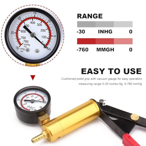Hand Held Vacuum Pump Brake Bleeder Kit, Brake Bleeder Pressure Tester Hand Vacuum Pump with Gauge Adapters, Brake Fluid Bleeding Set with Protected Case for Car Truck Bike (Blue) - color: Blue