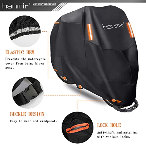 Motorcycle Cover,Motorbike Cover All Season Universal Weather Waterproof Outdoor UV Protection with 4 Reflective Strips & Storage Bag,XXXL Motorcycles Vehicle Cover - size: XX-Large-3X-Large