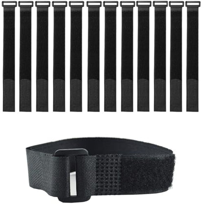 12 Pack (16 x 1 Inch) Reusable Fastening Cable Straps,Adjustable Multi-Purpose Hook and Loop Straps Nylon Cable Ties for Wire Cable Management Home Office Garage Outdoor Organization - size: 16'' x 1'' (Black)