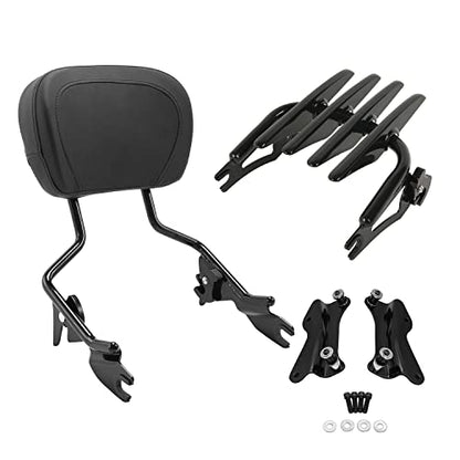 TCT-MOTORPARTS Black Detachable Backrest Sissy Bar Luggage Rack Docking Hardware Kits Fit for Harley Road King Glide treet Glide 14-25 - color: Black #5(2014-2025)