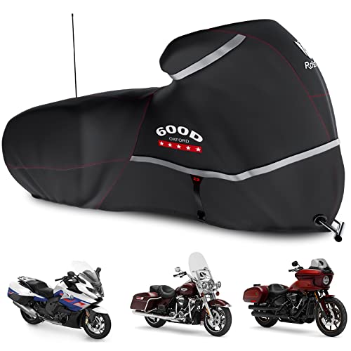 Motorcycle Cover 600D Waterproof for Touring Models Harley Davidson Road King,Road Glide,Street Glide, Electra Glide,Low Rider-ST Indoor & Outdoor Storage Black - color: Black, size: Side Box