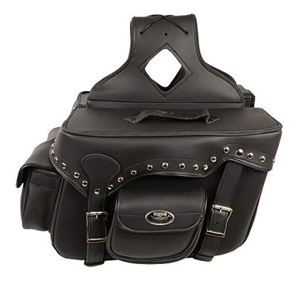 Milwaukee Leather Studded Throw-Over Motorcycle Saddlebags – Synthetic Leather – Universal Fit – Zip-Off - Large - color: SH66601ZB-BLACK, size: Large