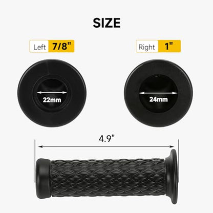 HIAORS 7/8" Motorcycle Handlebar Grips Compatible with CRF50 CRF70 XR50 XR70 XR100 TTR125 PW80 YZ85 KX65 KX110 SSR 110 Apollo Thumpstar 50cc 70cc 110cc 125cc Pirt Dirt Bike Parts with Cruise Assist - color: Classical Black