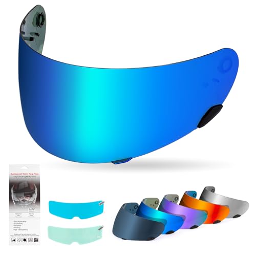 XINGWU Motorcycle Helmet Visor for Qualifier Tinted Helmet Visor with Anti-fog Rainproof Film UV Protection Face Shield Replacement for Bell Qualifier/Star/Vortex/RS-1/Revolver (Deep Blue) - color: Deep Blue
