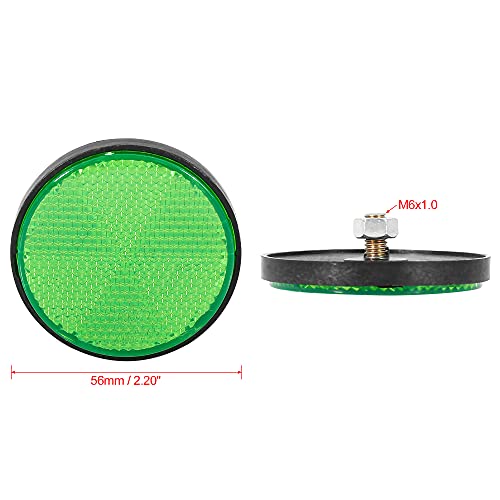 F FIERCE CYCLE 6 Pair M6x1.0 Green Plastic Universal Screw Mount Reflective Warning Reflector for Motorcycle Bike