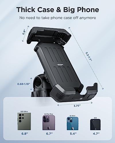 VUP Bike Phone Holder,Motorcycle Phone Mount,Bicycle Phone Mount Handlebar Cell Phone Clamp for Scooter, Compatible with iPhone Samsung,Black