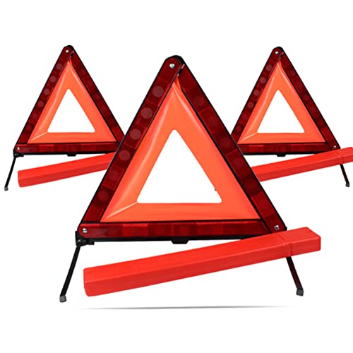 PartyKindom 2pcs Emergency Roadside Kit Warning Triangle Signs Car Emergency Road Safety Kit Quick Setup and Weighted Base