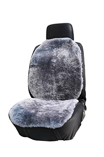 Genuine Sheepskin Car Seat Covers Shearing Car Seat Covers Sheepskin Wool Detachable Premium Car Seat Cover (1 Pack, Gray) - color: Gray