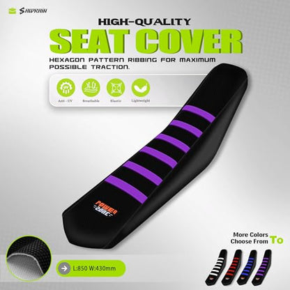 Ribbed Electric Bike Seat Cover Compatible with Tutti Soleil 01 - Non-Slip Waterproof Rubber Seat Cushion Protector (Purple) - color: Purple