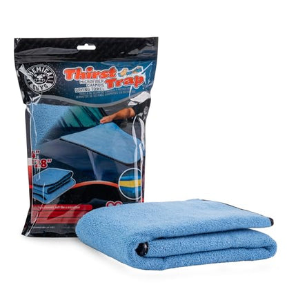 Chemical Guys Thirst Trap Microfiber Chamois Towel, Safe for Cars, Trucks, SUVs, RVs, Motorcycles, & More, 24"x28" (Blue) 1 Pack - size: 1 Pack