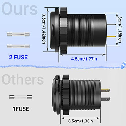 83W 12V USB Outlet Laptop Charger: 2 Pack 65W USB-C PD3.0 and 18W QC3.0 Multi Car Port 12V Socket Waterproof with Power Switch for Car Boat Marine Bus Truck Golf Cart RV Moto, etc. - color: 65W