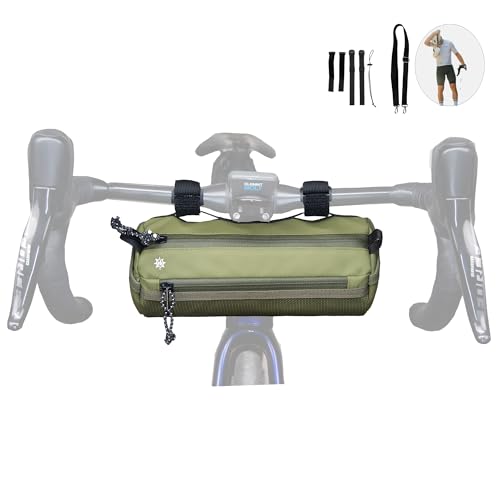 Lumiere & Co. Bike Handlebar Bag - Durable, Multiple Size and Color Options - Dual Elastic Straps, Clips & Hook-and-Loop for Customizable Fit (Green, Medium) - color: Green, size: Medium