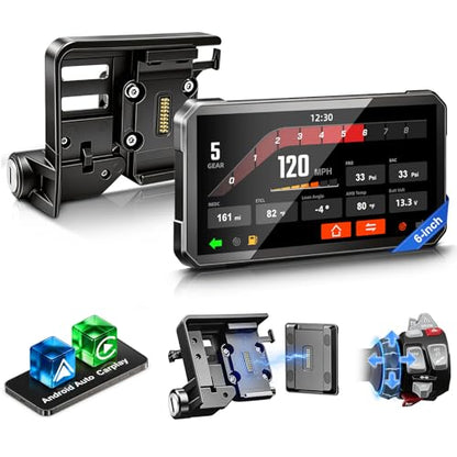 LBW 6" Motorcycle CarPlay GPS Navigation Fit for BMW with Wonder Wheel, Wireless Bluetooth, 1200 Nits Waterproof HD Touch Screen, Plug&Play, Support Voice Control, TPMS/Light Sensor/Siri, Android Auto - size: BM 6"+Native control+Lossless Installation