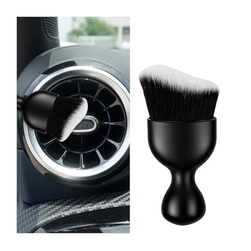 Car Interior Detailing Brush, Curved Soft Bristles Vehicle Removal Dust Collectors, Scratch-Free Automotive Cleaning Tool Accessories, Universal for Truck SUV Sedan (Black/White) - color: Black/White