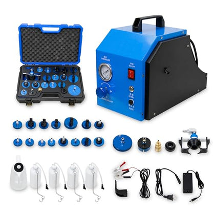Electric Brake Bleeder Kit, 4-Wheel Simultaneous Smart Pulse Fluid Exchanger, DC 12V /AC 110V Automotive Brake Fluid Oil Exchanger Machine for All Vehicles One-Person Operation - size: 31PCS Kit
