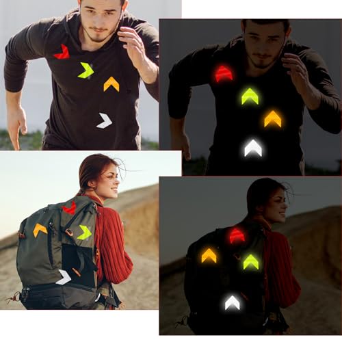 Ymapinc 48PCS Reflective Stickers - High-Visibility Arrow Safety Stickers for Helmet, Mailbox, Bike, Car - Waterproof PVC Warning Decals in 4 Colors