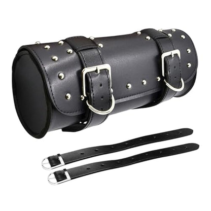 Shkalacar Motorcycle Bag, PU Leather Universal Saddlebag, Front Fork Handlebar Sissybar Storage Pouch, Compatible with Honda Kawasaki Suzuki Yamaha - color: Black