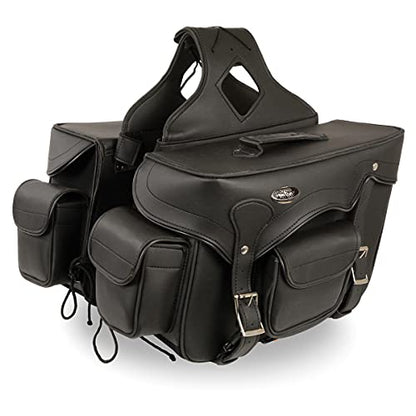 Milwaukee Leather PVC 2-Strap Throw-Over Easy Zip off and off Motorcycle Saddlebags - Medium - color: SH66602-BLACK, size: Medium